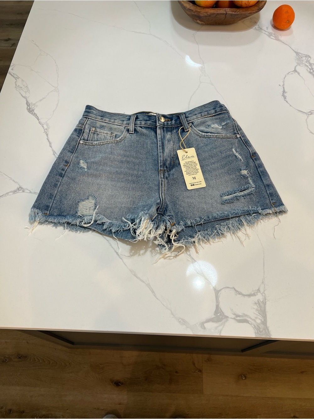 Elan Distressed Light Blue Denim Cutoff Shorts